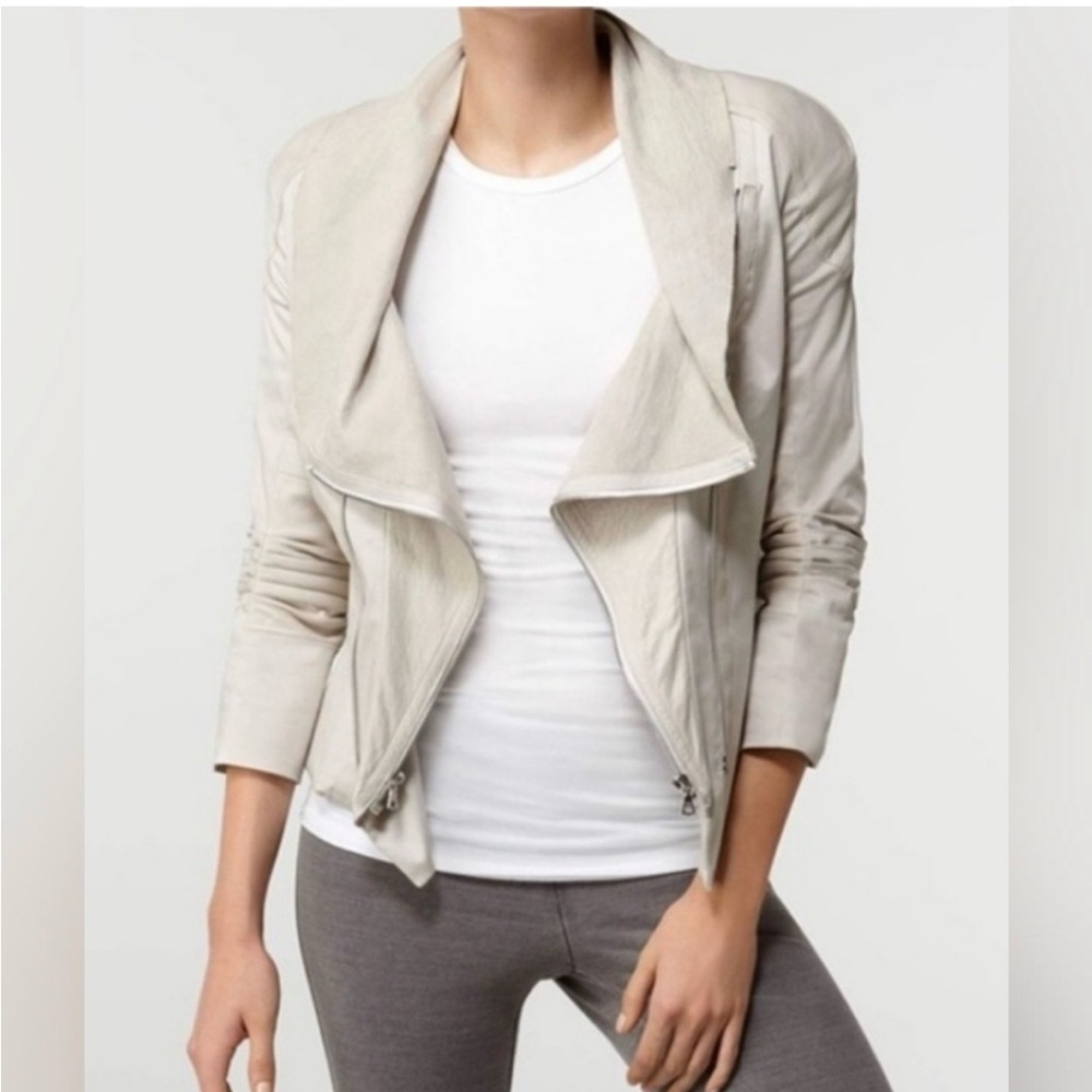 Alice + Olivia ‘Stephen’ Cotton/Leather Zip Up Jacket | Women’s Size Small